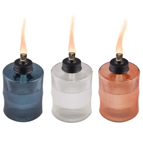 Tabletop Torch Assorted Glass 5.8" Carved Assorted - pack of 6