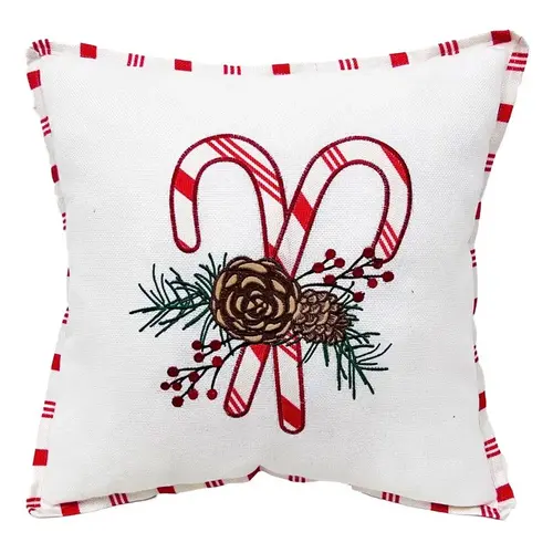 Pillow Home White Candy Cane 16" White