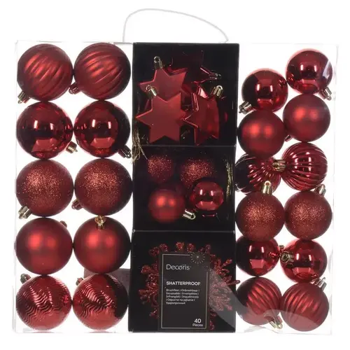 Ornaments Red Assorted Red - pack of 12 Ornaments Red Assorted Red - pack of 12