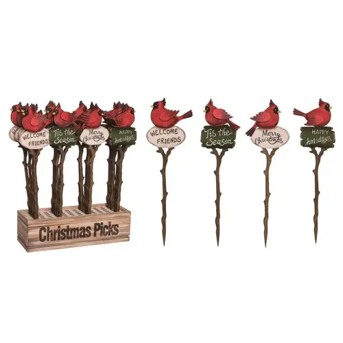 Plant Stake Multicolored Cardinal 13" Multicolored