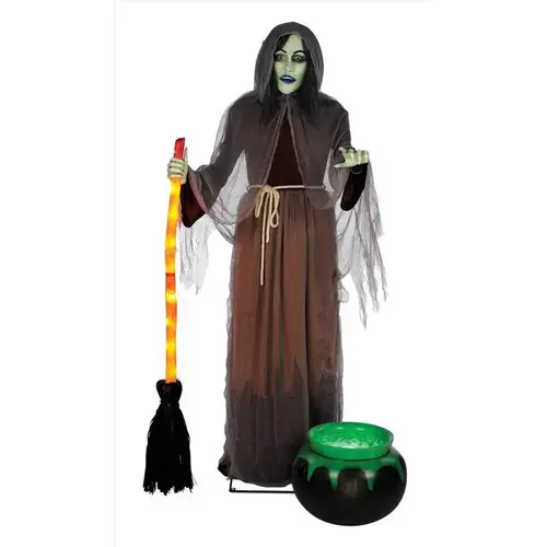 Yard Decor White 11 ct 6 ft. Prelit Animated Witch