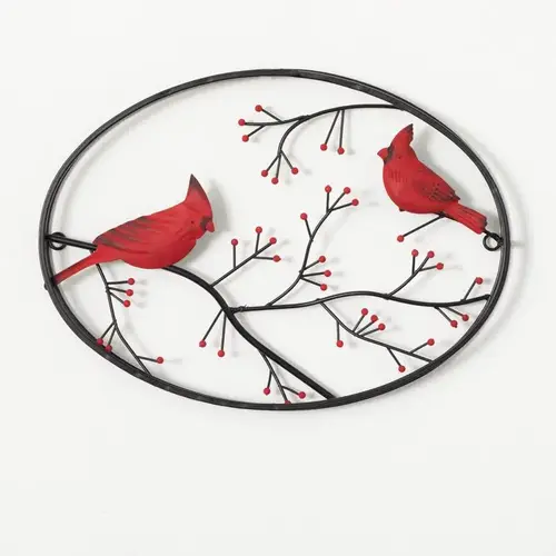 Wall Sign Multicolored Oval Cardinal Wall Decor 12" Multicolored