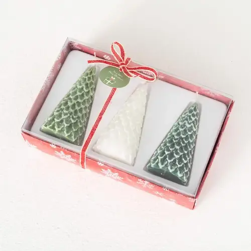 Candle Vance Kitira Green & White Pine Cone Tree Set Green & White - pack of 4