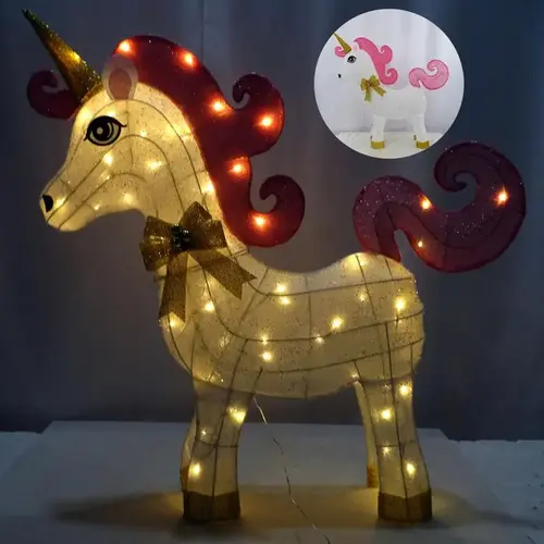 Yard Decor White Fabric Head Straight 3D Unicorn 33" Yard Decor White Fabric Head Straight 3D Unicorn 33"