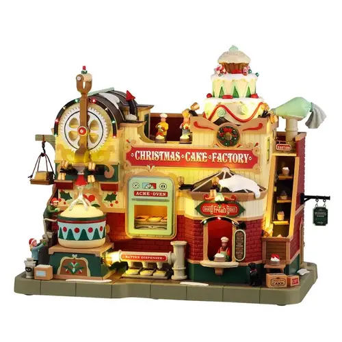 Lemax Christmas Decor, 9.65 in H, Christmas Cake Factory, Resin, LED Lemax Christmas Decor, 9.65 in H, Christmas Cake Factory, Resin, LED