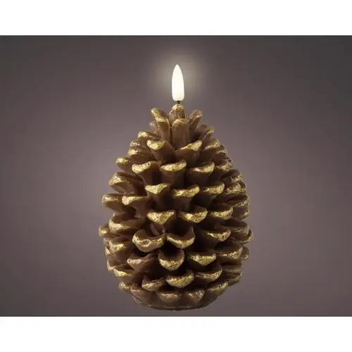 Candle LED Brown Pinecone 6.1" Brown - pack of 6