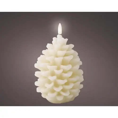 Candle LED Cream Pinecone 6.1" Cream