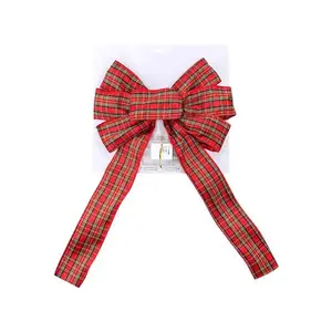 Lin-Con Marketing G23-0221 Garland Omega Bright Designs 10" D X 1.5 ft. L LED Prelit Warm White Plaid Bow