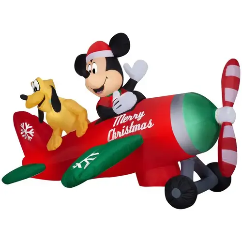 Inflatable Animated Christmas Mickey Mouse and Pluto in Airplane 54" Inflatable Animated Christmas Mickey Mouse and Pluto in Airplane 54"