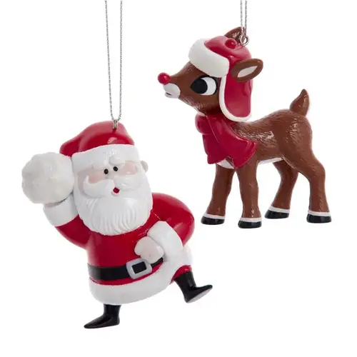 Ornaments Rudolph and Santa 3" - pack of 16