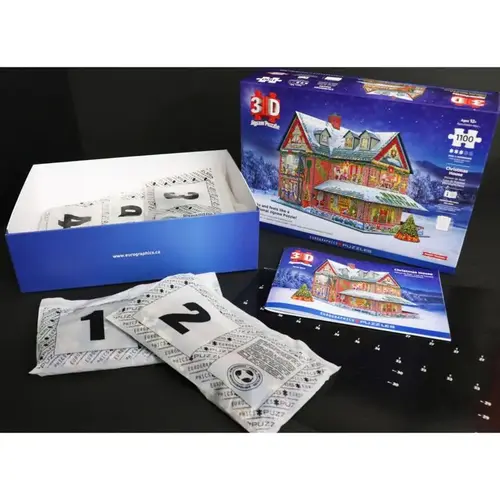 3D Jigsaw Puzzle Christmas House Multicolored 1100 pc Multicolored