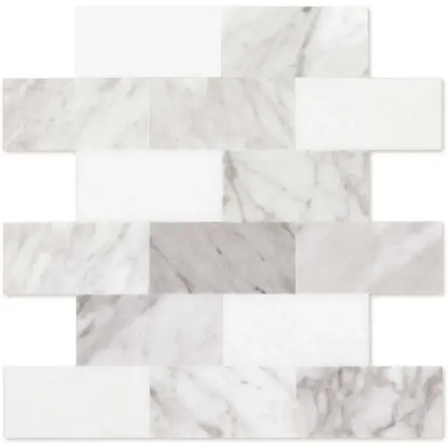 Pinot White/Gray 11.57"X11.34" Marble Wall Tile - pack of 6 Pinot White/Gray 11.57"X11.34" Marble Wall Tile - pack of 6