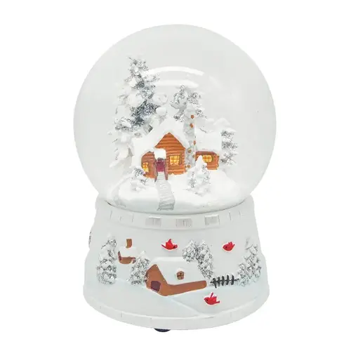 Farm House Water Snow Globe, 5.33 in H, Glass/Resin, White - pack of 12 Farm House Water Snow Globe, 5.33 in H, Glass/Resin, White - pack of 12