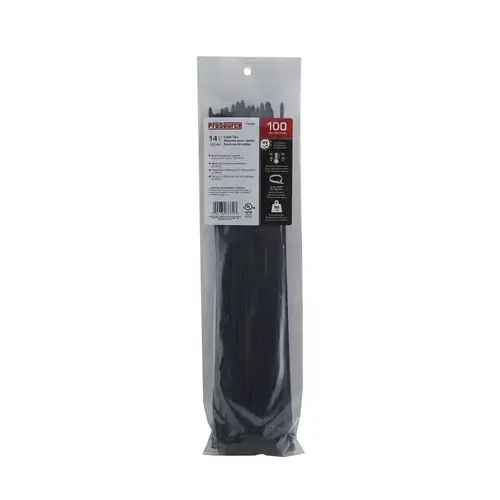Cable Tie, 102 mm Max Bundle Dia, Self-Locking Locking, Nylon, Black - pack of 100