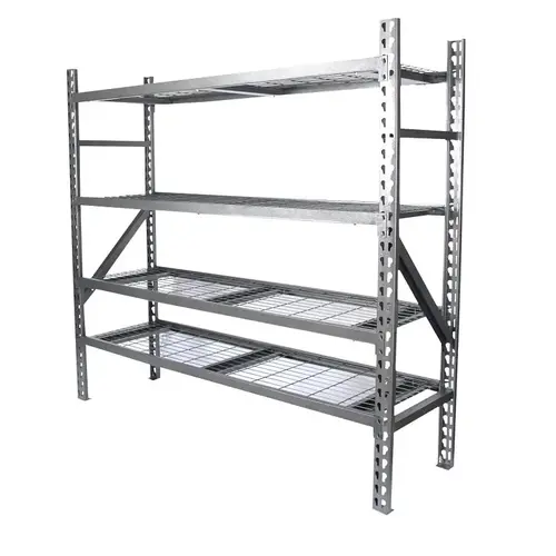 Heavy-Duty Boltless Shelving, 6000 lb Capacity, 4-Shelf, 78 in OAW, 22 in OAD, 72 in OAH, Brown Heavy-Duty Boltless Shelving, 6000 lb Capacity, 4-Shelf, 78 in OAW, 22 in OAD, 72 in OAH, Brown