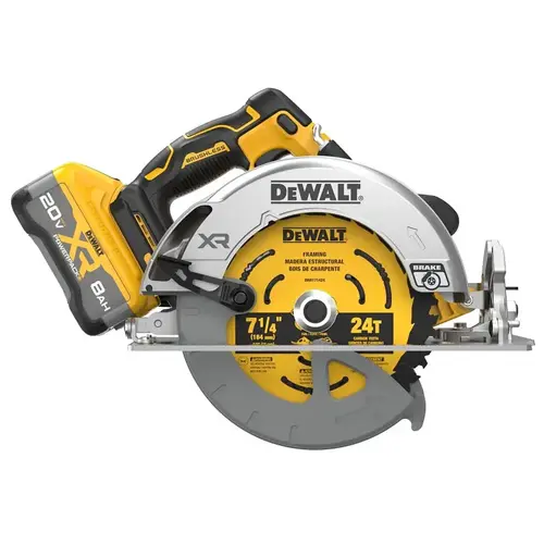 20V MAX* XR Brushless Cordless Circular Saw, 20 V, 7-1/4 in Blade dia, 5/8 in dia Arbor, 5500 RPM, Kit with 8.0 Ah Battery 20V MAX* XR Brushless Cordless Circular Saw, 20 V, 7-1/4 in Blade dia, 5/8 in dia Arbor, 5500 RPM, Kit with 8.0 Ah Battery