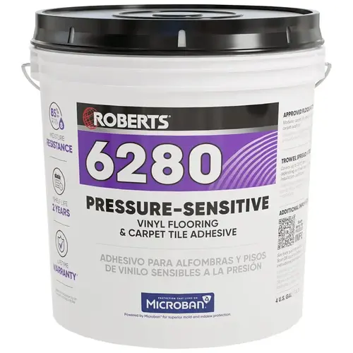 Flooring Adhesive, Paste, Very Mild, Off-White, 4 gal Pail