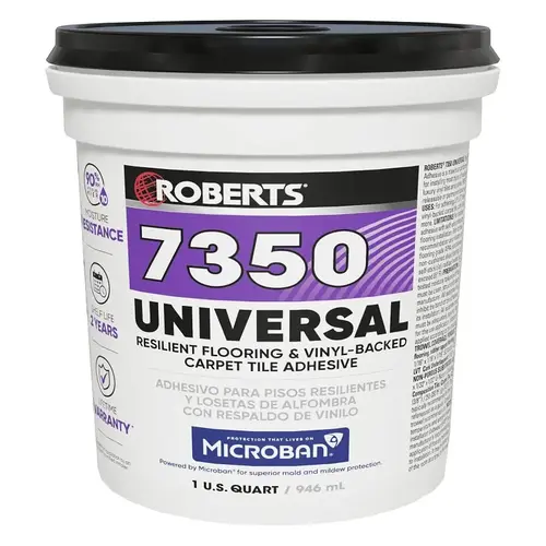 Universal Floor Adhesive, Paste, Off White, 1 qt Pail - pack of 6
