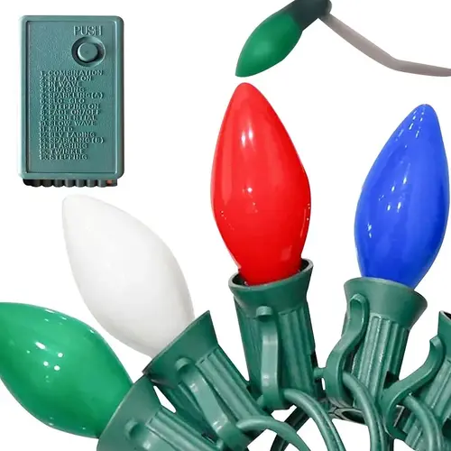 String Light, 120 V, 4.8 W, 50 -Lamp, LED, Multi-Color, 26.2 ft Length