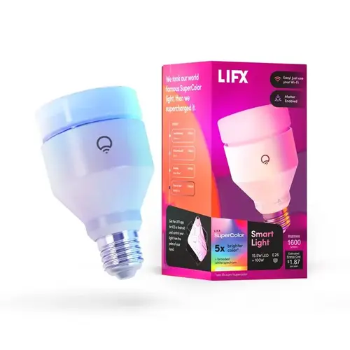 LED Bulb LIFX A21 E26 (Medium) Smart-Enabled White 100 Watt Equivalence Frosted LED Bulb LIFX A21 E26 (Medium) Smart-Enabled White 100 Watt Equivalence Frosted