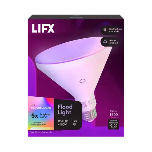 LED Bulb LIFX PAR38 E26 (Medium) Smart-Enabled Color Changing 150 Watt Equivalence White LED Bulb LIFX PAR38 E26 (Medium) Smart-Enabled Color Changing 150 Watt Equivalence White