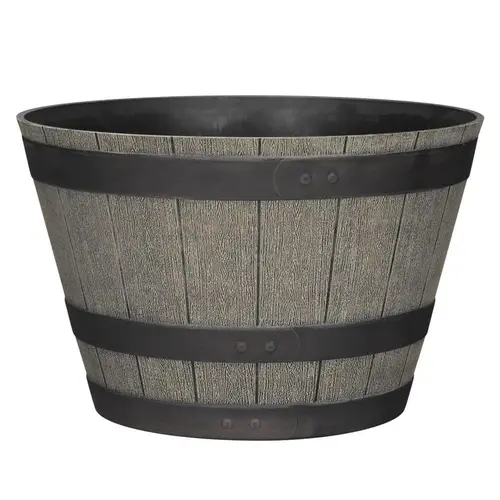 Planter 12" H X 19" W X 19" D X 19" D Polyresin Whiskey Barrel Oak Oak Planter 12" H X 19" W X 19" D X 19" D Polyresin Whiskey Barrel Oak Oak