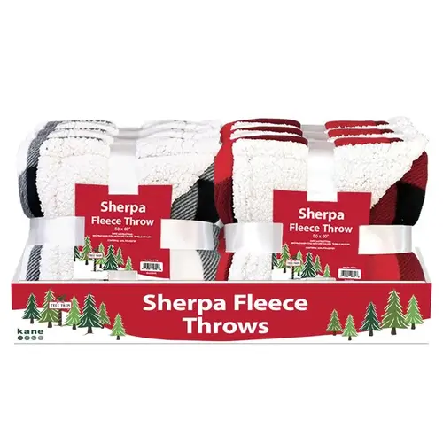 Fleece Throw Holiday Plaid Multicolored - pack of 6