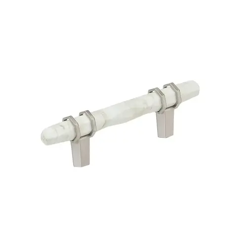 Carrione Series 3 in (76 mm) Center to Center Marble White/Satin Nickel Pull Carrione Series 3 in (76 mm) Center to Center Marble White/Satin Nickel Pull