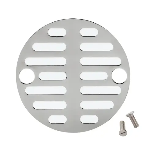 Shower Drain Grate, 3-1/2-In. With Two Screws, Chrome Plated