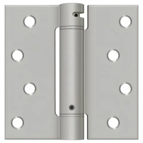 Single Action Spring Hinge, Steel Material, 4" X 4" Size, Square Corner, Us15 Satin Nickel Finish, Adjustable Tension Single Action Spring Hinge, Steel Material, 4" X 4" Size, Square Corner, Us15 Satin Nickel Finish, Adjustable Tension