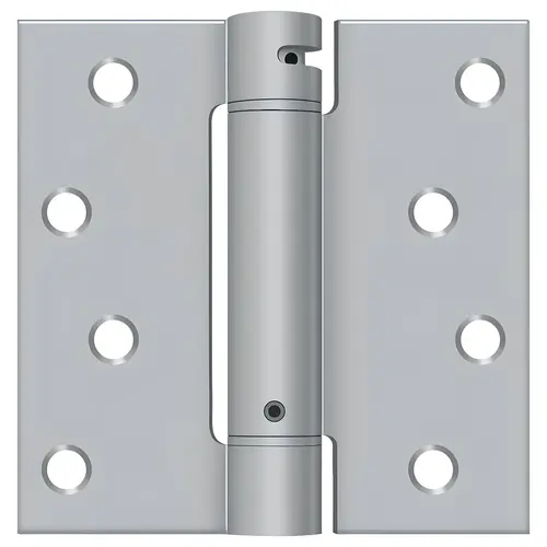 Single Action Spring Hinge, Steel Material, 4" X 4" Size, Square Corner, UL Listed, Brushed Chrome Finish Single Action Spring Hinge, Steel Material, 4" X 4" Size, Square Corner, UL Listed, Brushed Chrome Finish