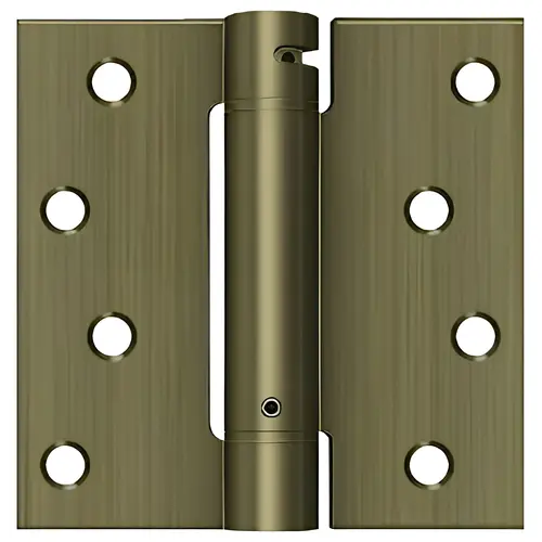 Dsh44 Single Action Spring Hinge, Steel Material, 4" X 4" Size, Square Corner, 0.097" Thickness, Antique Brass Finish Dsh44 Single Action Spring Hinge, Steel Material, 4" X 4" Size, Square Corner, 0.097" Thickness, Antique Brass Finish