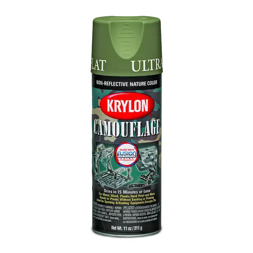Camouflage Paint, Ultra-Flat, Woodland Light Green, 12 oz, Aerosol Can