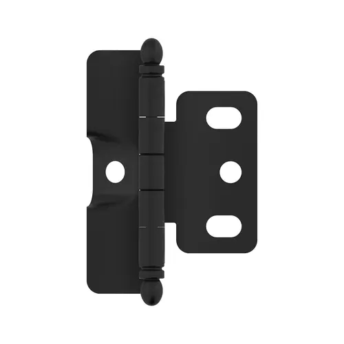 3/4" (19 mm) Full Inset Full Wrap Ball Tip Cabinet Hinge Flat Black Finish