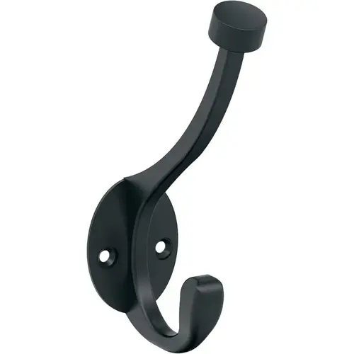 Adare Series Double Prong Wall Hook, 11/16 in W, Zinc, Matte, 25 lb, 3-5/16 in Projection