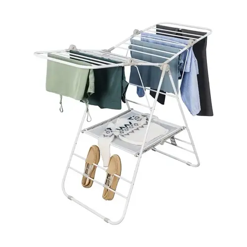 Expandable and Folding Wing Drying Rack, 50 lb, 42 linear ft Drying Space, White, 23-1/2 in W
