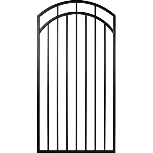 Benitoite Series Arched Top Gate, 33 in W Gate, 68 in H Gate, Steel Frame, Black