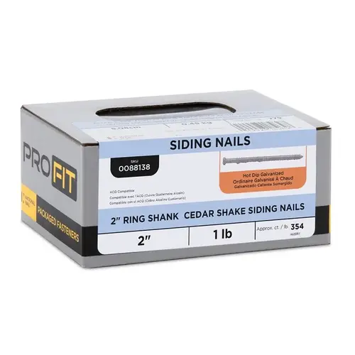 88138 Cedar Shake Nail, 2 in, Hot-Dipped Galvanized, Ring Shank, 1 lb 88138 Cedar Shake Nail, 2 in, Hot-Dipped Galvanized, Ring Shank, 1 lb