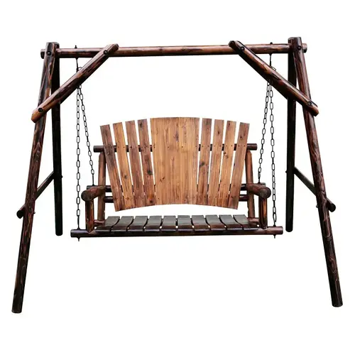 Char-Log Series Porch Swing, 86.6 in OAW, 48.43 in OAD, 67.9 in OAH