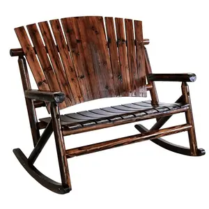 Leigh Country TX 93866 Char-Log Series Double Rocker Chair, 51.2 in OAW, 36.6 in OAD, 44.09 in OAH, Wood, Brown
