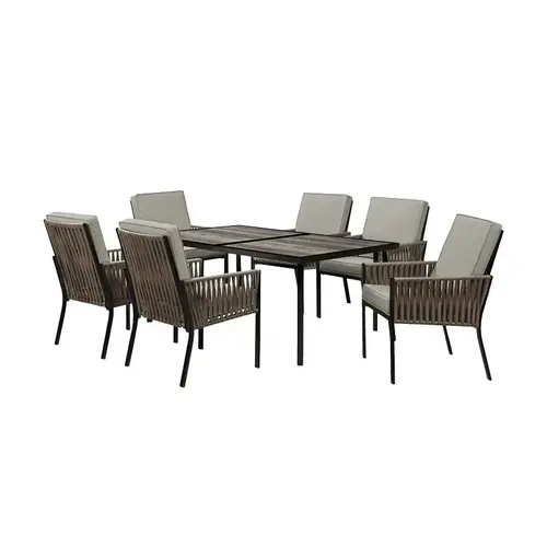 Dining Set, 7-Piece, 6 Seating, Rectangular Table, Laminated Tabletop, Woodgrain Table Dining Set, 7-Piece, 6 Seating, Rectangular Table, Laminated Tabletop, Woodgrain Table