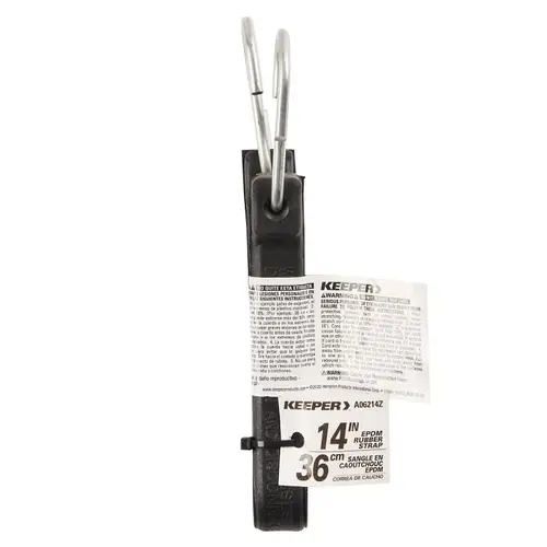 Tarp Strap, 14 in L, EPDM, Black, S-Hook End