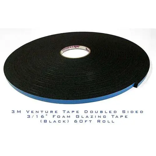 BLACK DOUBLE SIDED GLAZING TAPE 3/16 X 3/8 X 60ft BLACK DOUBLE SIDED GLAZING TAPE 3/16 X 3/8 X 60ft