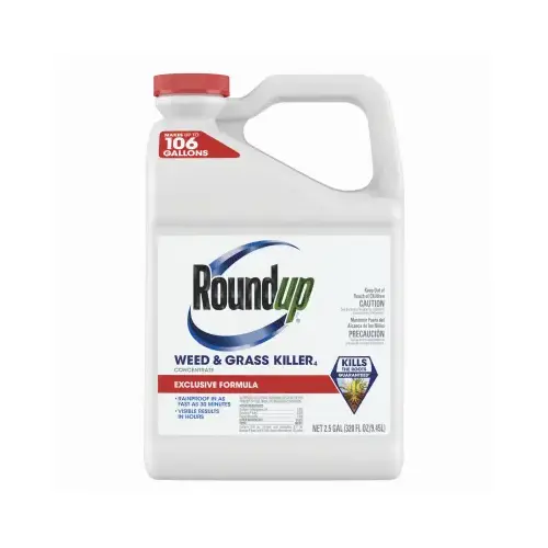 Roundup Concentrate Weed and Grass Killer, Liquid, Brown, 2.5 gal Roundup Concentrate Weed and Grass Killer, Liquid, Brown, 2.5 gal