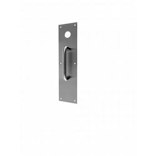 3-1/2" x 15" Push Plate Cut for Deadbolt Satin Stainless Steel Finish 3-1/2" x 15" Push Plate Cut for Deadbolt Satin Stainless Steel Finish