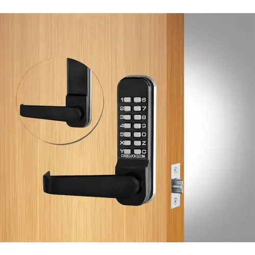 Tubular Keypad Lever Latchbolt Lock Flat Black Finish