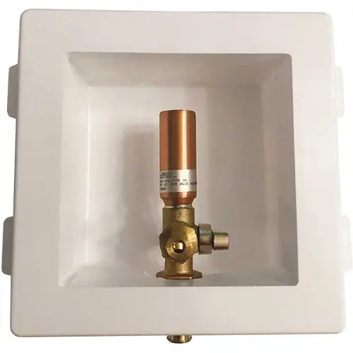 Plastic Ice Maker Box 1/2" Crimp Pex With Ha X 1/4" Compression Plastic Ice Maker Box 1/2" Crimp Pex With Ha X 1/4" Compression