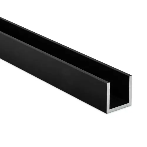 U-Channel 1" x 1" Matte Black Anodized - 4" Sample U-Channel 1" x 1" Matte Black Anodized - 4" Sample