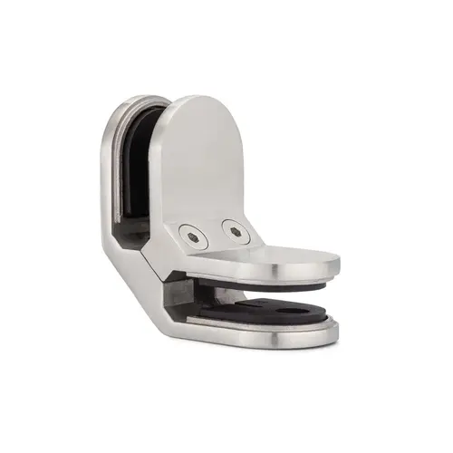 Glass to Glass Connector Round 90 degree 5/16-1/2" Glass - Brushed Stainless Glass to Glass Connector Round 90 degree 5/16-1/2" Glass - Brushed Stainless