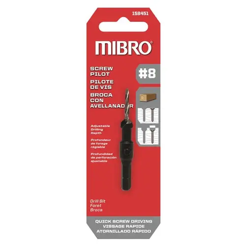 Pilot Drill Bit Mibro #8 Steel Screw Straight Shank Pilot Drill Bit Mibro #8 Steel Screw Straight Shank